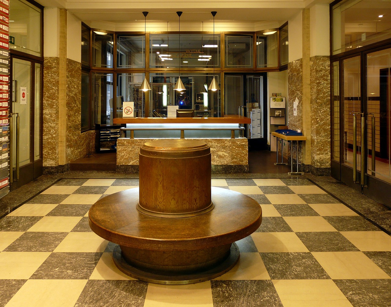 building, office, reception, desk, inside, architecture, lobby, hall, floor, decor, beautiful, brown office, brown desk, lobby, lobby, lobby, lobby, lobby